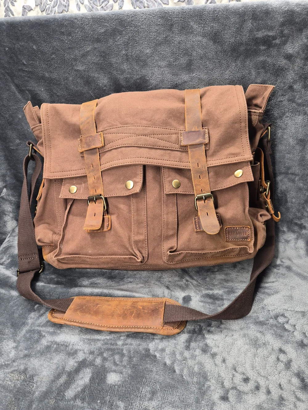 Lifewit Vintage Canavas Messanger Lap Top Bag Heavy Duty Cotton Leather Acent